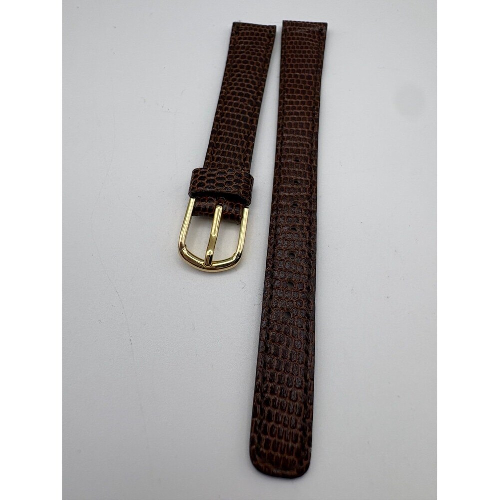 Vintage OEM Seiko Brown Lizard-Grain Leather Watch Strap 13mm Gold-Tone Buckle - Picture 2 of 6